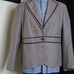 Women's wool blazer used, beige herringbone pattern