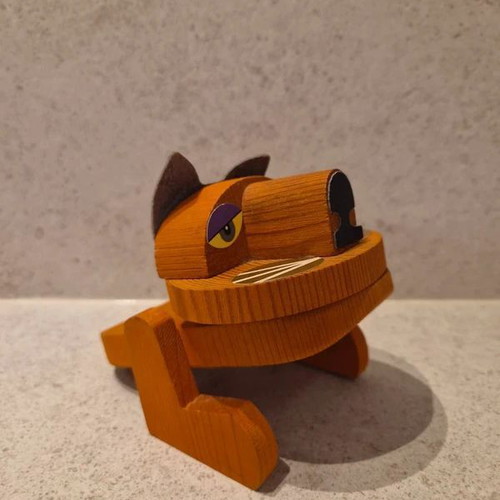 Vintage Wooden Cat Figurine by Studio Frank Meisler