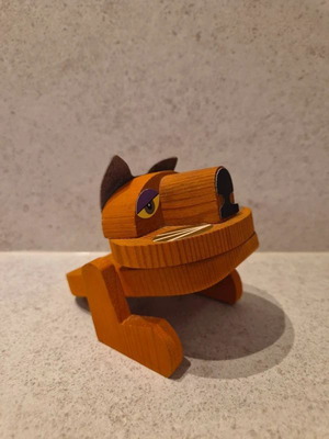 Vintage Wooden Cat Figurine by Studio Frank Meisler