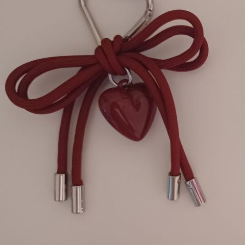 Eco-leather Cherry & Heart keychain with detachable elements