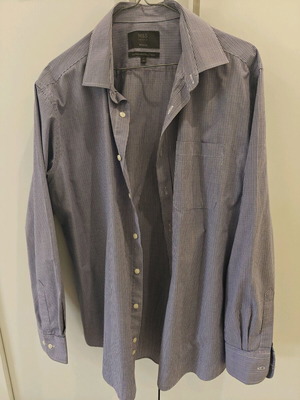 Marks & Spencer M&S Collection men's checked purple/white shirt used size 17