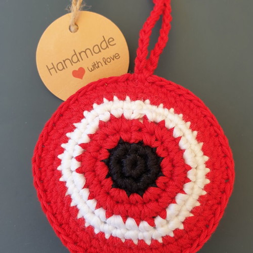 Olympiacos knitted handmade mati, new, 18cm×8cm