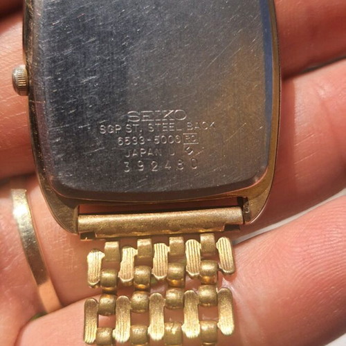 Seiko 6533-5000 80's vintage wristwatch used, gold color