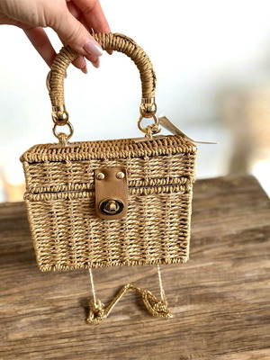 Straw Mini Bag crossbody new with gold details