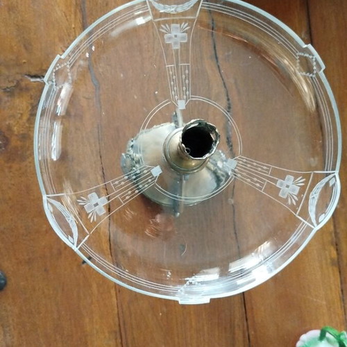 Art Nouveau centerpiece like new with silver-plated brass and crystal