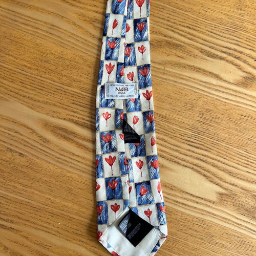 N&B Ties Vintage silk men's tie with tulips