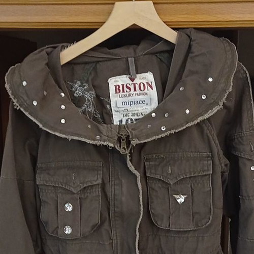 Jacket coat used with hood brown size M