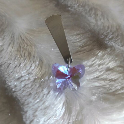 Women's earrings with purple crystal butterfly shape new