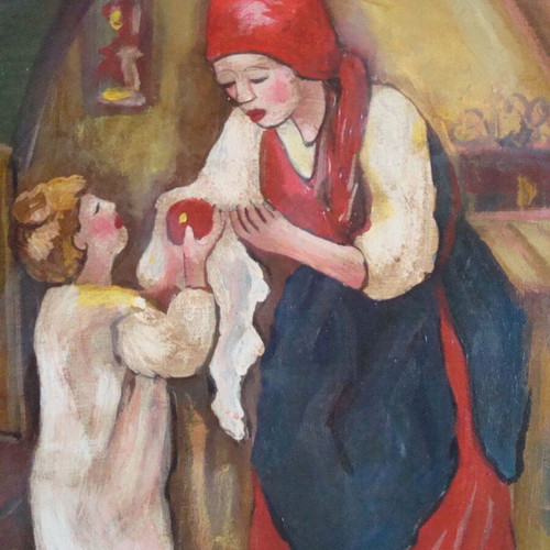 Village painting used on canvas 40x30 cm