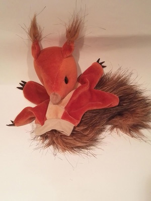 Plush hand puppet squirrel used Nutsy handmade
