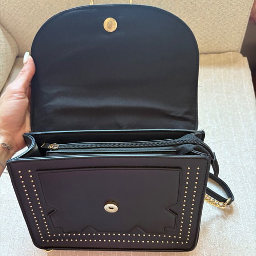 Black crossbody women's bag like new with gold details
