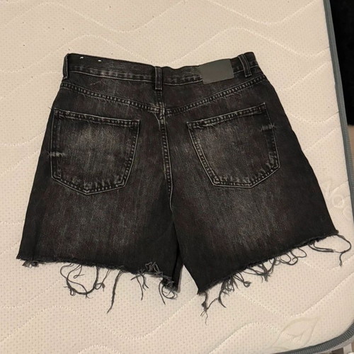 Pull & Bear high-waist denim shorts, black and grey, XL