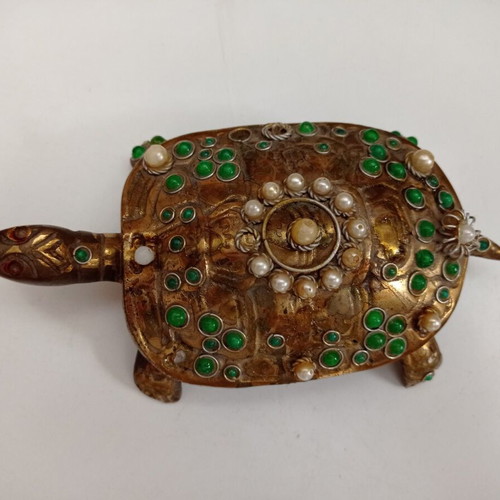 Vintage 70s decorative brass turtle used with beads from Turkey