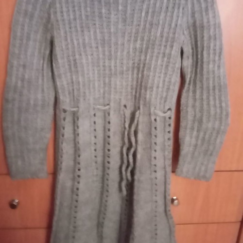 Wool dress used, gray, size S-M, handmade