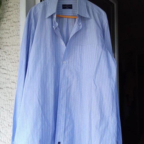 Oxford Company striped long-sleeve men's shirt white and blue like new