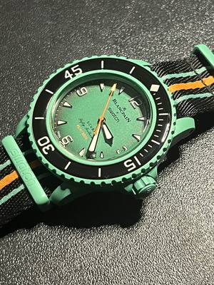 Swatch x BlancPain Fifty Phantoms full set σαν καινούργιο, πράσινο bioceramic ρολόι