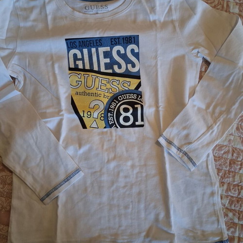 Guess kids long sleeve t shirt like new, size S, white and blue
