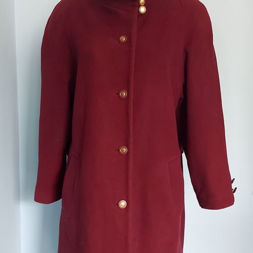Wega red women's coat, vintage style, wool blend, sizes L-XXL