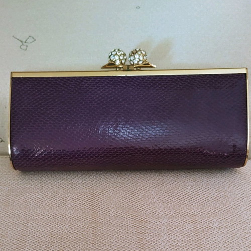 Shoulder bag used, evening purple with gold metal details