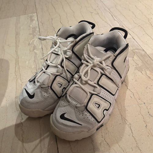 Nike Air More Uptempo athletic shoes used, size 38, black and white