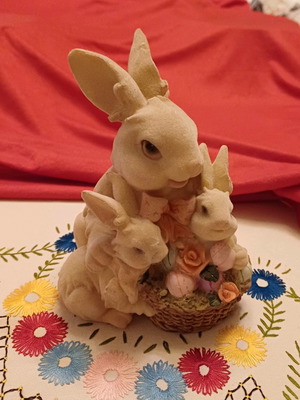Decorative rabbit with babies used