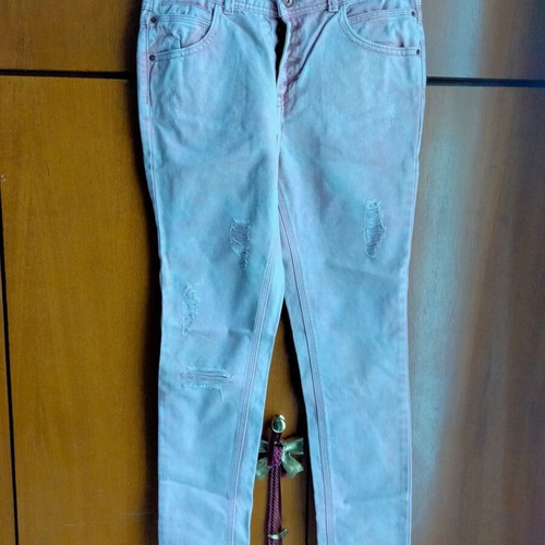 Review women's jeans like new, pink, slim fit