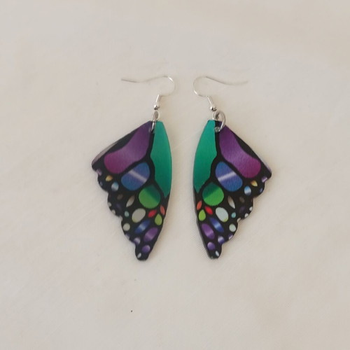 Butterfly Wing Earrings new, colorful plexiglass