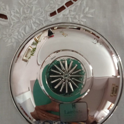Silver-plated Lambidis plate with Alexander the Great motif, like new