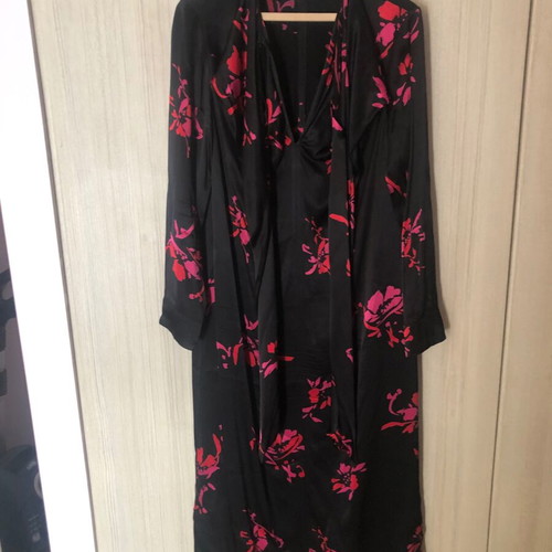 Ganni bow-tie viscose dress size 38 like new, black