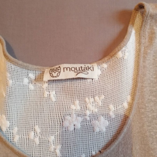 Moutaki top one size like new, white and beige with lace