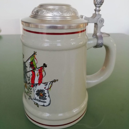 Ceramic beer mug Austria new with metal lid