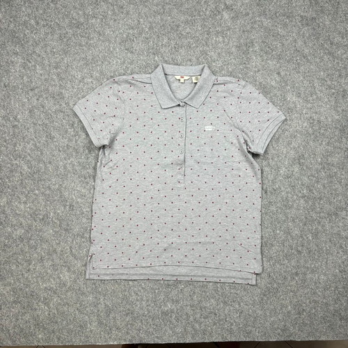 Levi's polo shirt women's gray large used with dots and collar