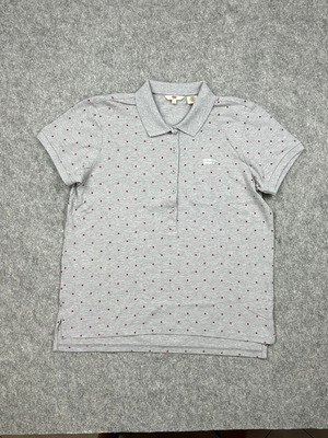 Levi's polo shirt women's gray large used with dots and collar