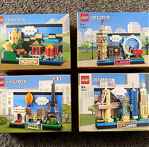 Lego postcards London, Paris, New York, Beijing