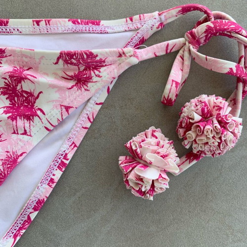 Pretty Me pink palm tree bikini set like new