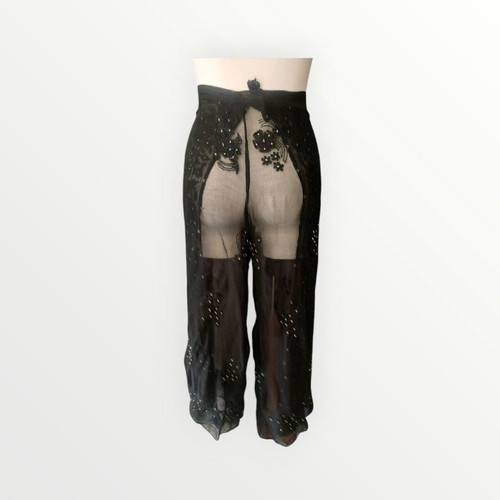Black sarong like new with embroidery and rhinestones, size S-L
