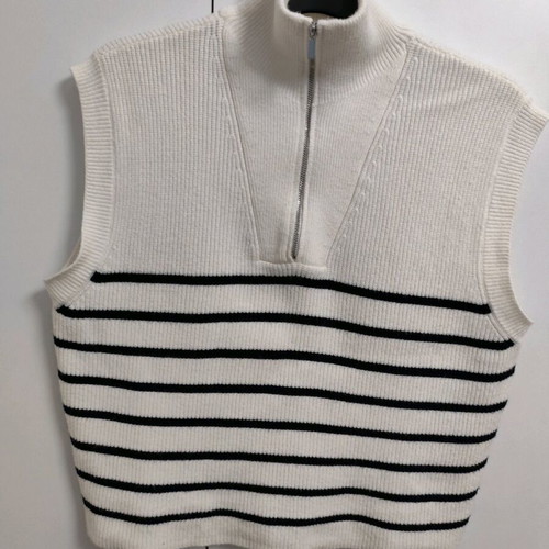 MANGO white vest/sweater with stripes size XL new