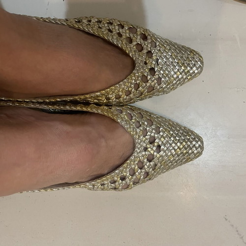 Corina leather woven pumps like new, gold and silver, 6 cm heel