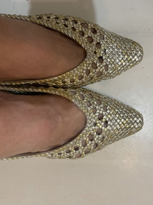 Corina leather woven pumps like new, gold and silver, 6 cm heel