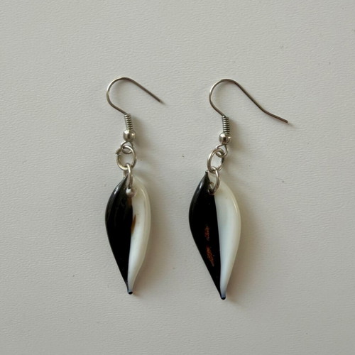 Dangling earrings like new, black and white, handmade design