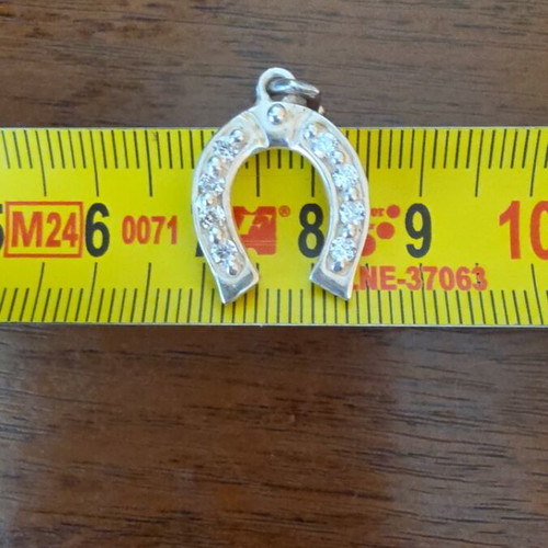 Silver necklace 925 with cubic zirconia horseshoe, handmade, new