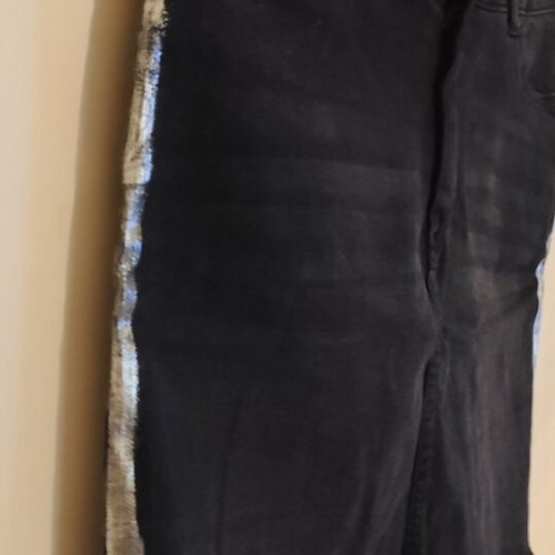 Black short denim skirt used, large, with silver details
