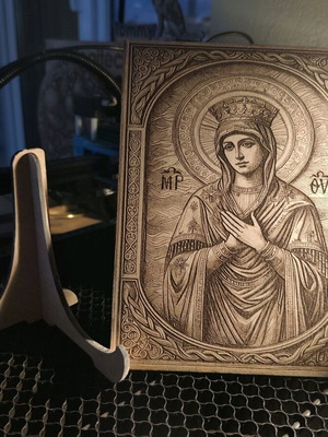 Ξύλινη εικόνα Παναγίας χαρακτική laser καινούργιο