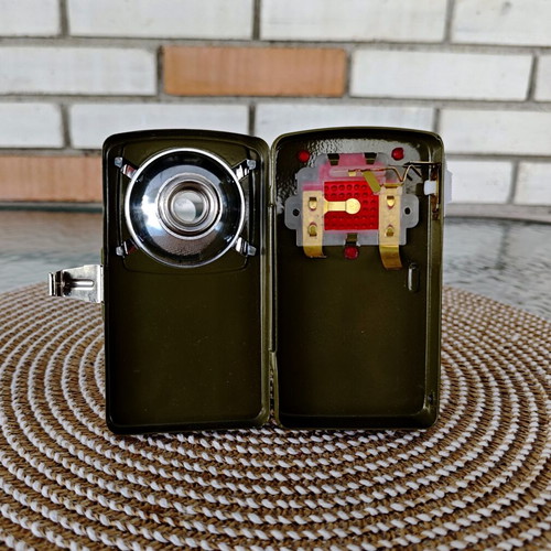 Vintage metal pocket flashlight, khaki