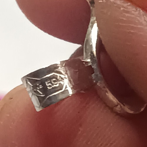Pendant Monogram S white gold K14 with Zircon, like new