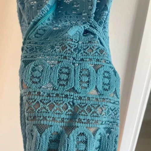 Blue lace mini dress size small, new