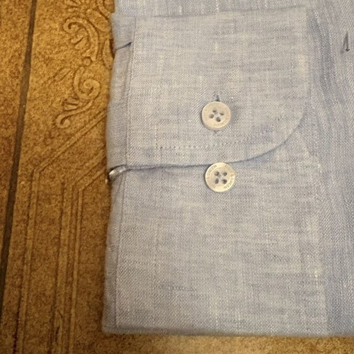 Navy & Green Linen Men's Shirt L new, light blue