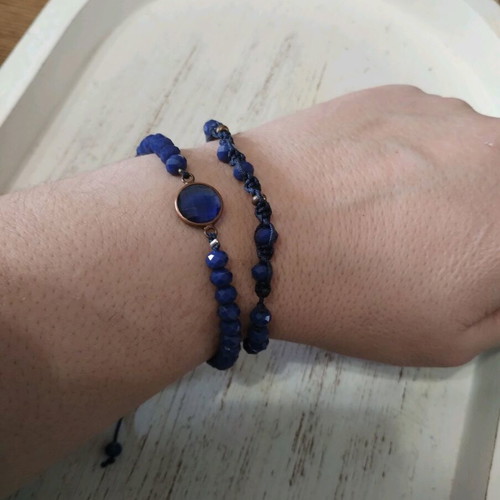 Bracelet set with adjustable size, blue, new, 2 pieces