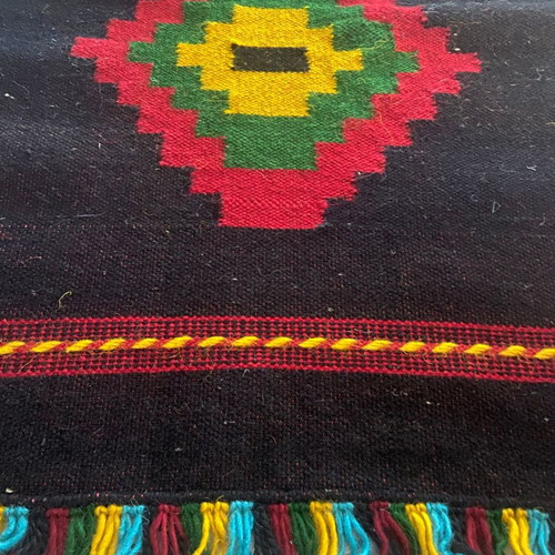 Handmade wool embroidered rug new, loom woven