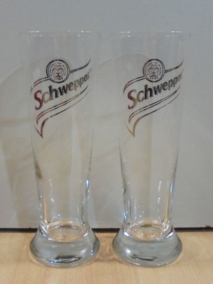 Schweppes soda set of two promotional glasses like new